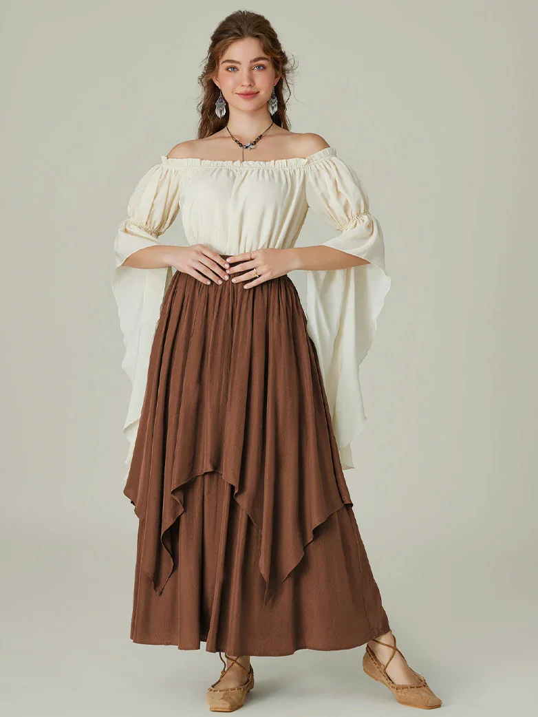 Dual-Layer Renaissance Pocket Swing Maxi Skirt - Image 47