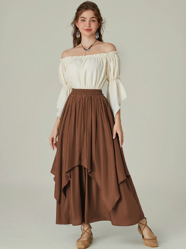 Dual-Layer Renaissance Pocket Swing Maxi Skirt - Image 48