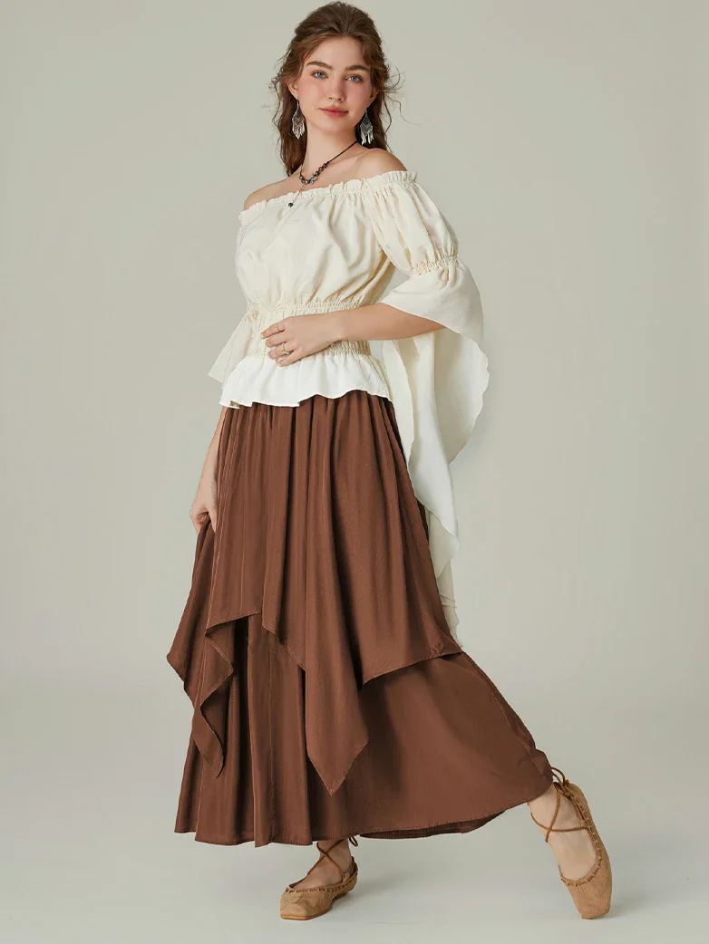 Dual-Layer Renaissance Pocket Swing Maxi Skirt - Image 50