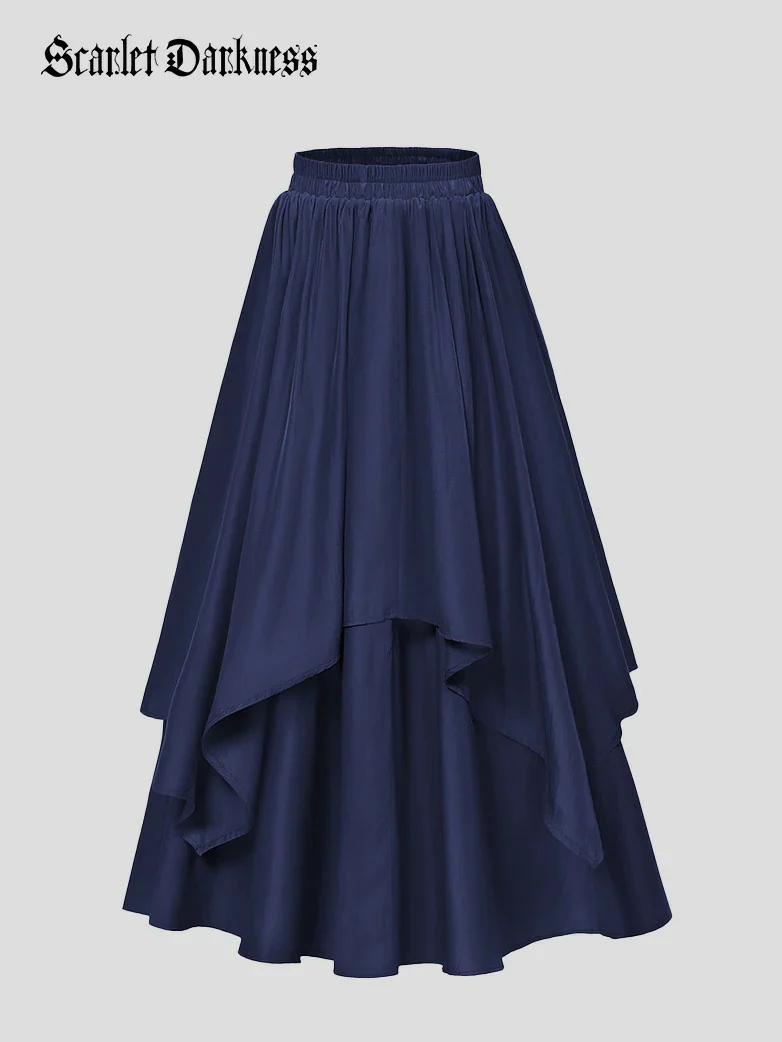 Dual-Layer Renaissance Pocket Swing Maxi Skirt - Image 52