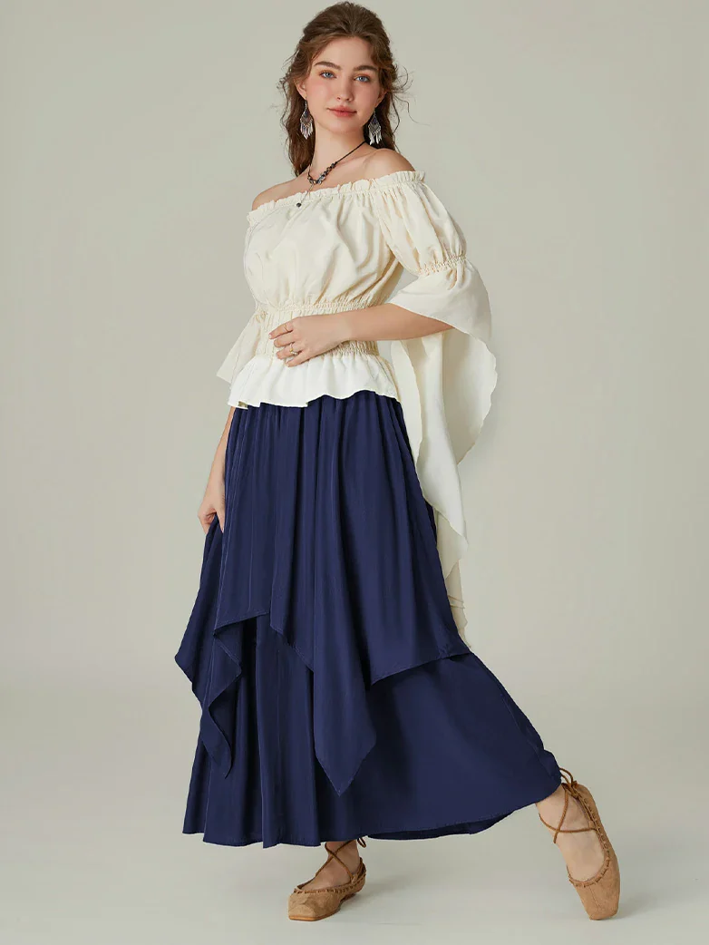 Dual-Layer Renaissance Pocket Swing Maxi Skirt - Image 54