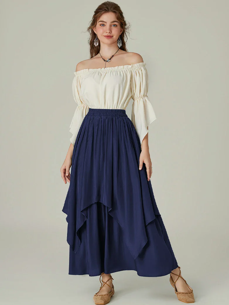 Dual-Layer Renaissance Pocket Swing Maxi Skirt - Image 55