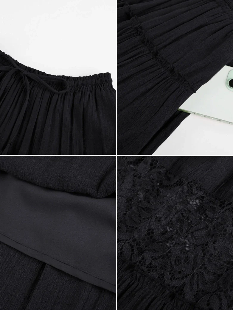 Renaissance Viscose Elastic Waist Swing Pockets Skirt - Image 11