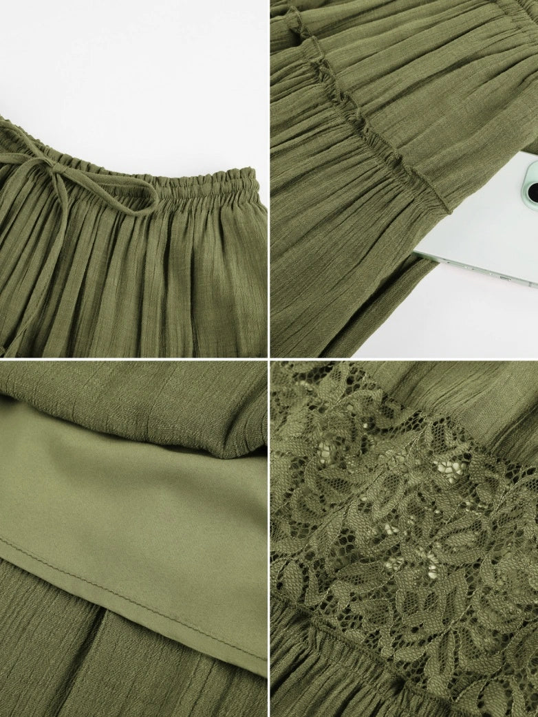 Renaissance Viscose Elastic Waist Swing Pockets Skirt - Image 5