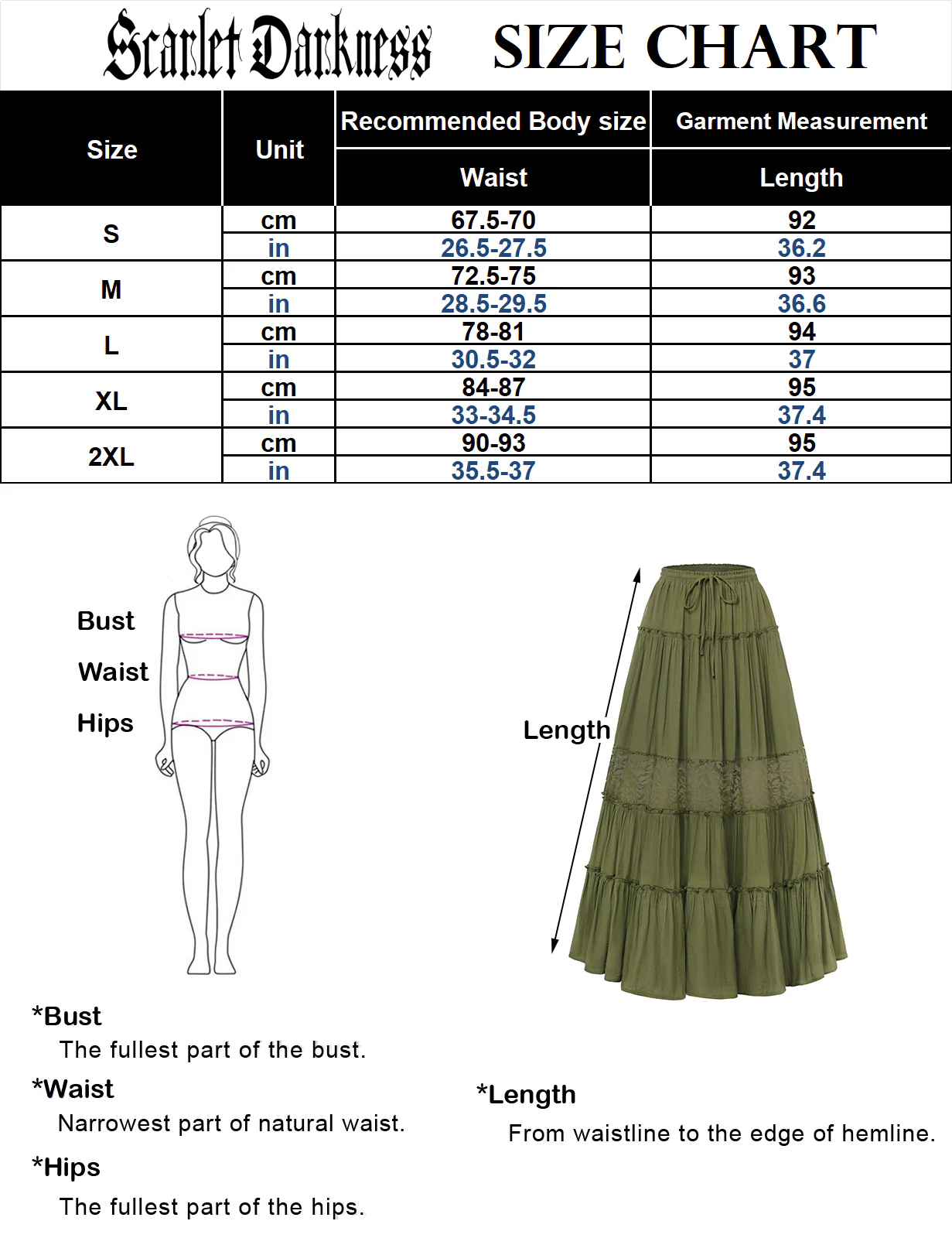 Renaissance Viscose Elastic Waist Swing Pockets Skirt - Image 7