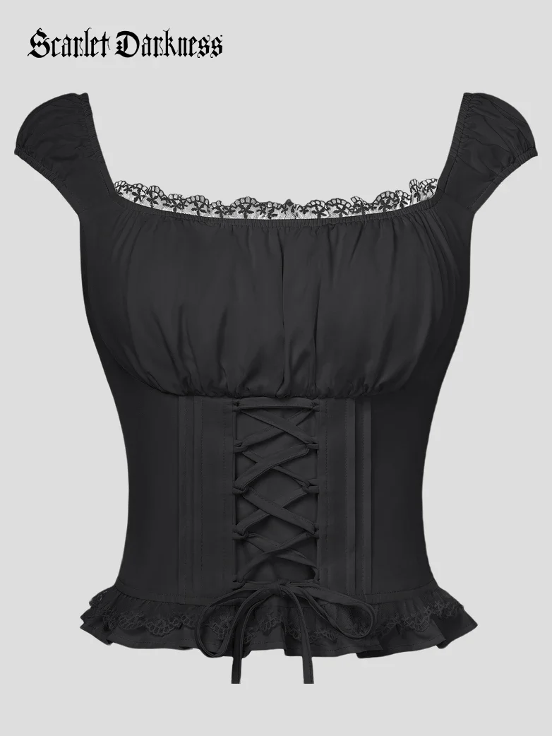 Renaissance Cottagecore Farm Girl Milkmaid Tops - Image 12