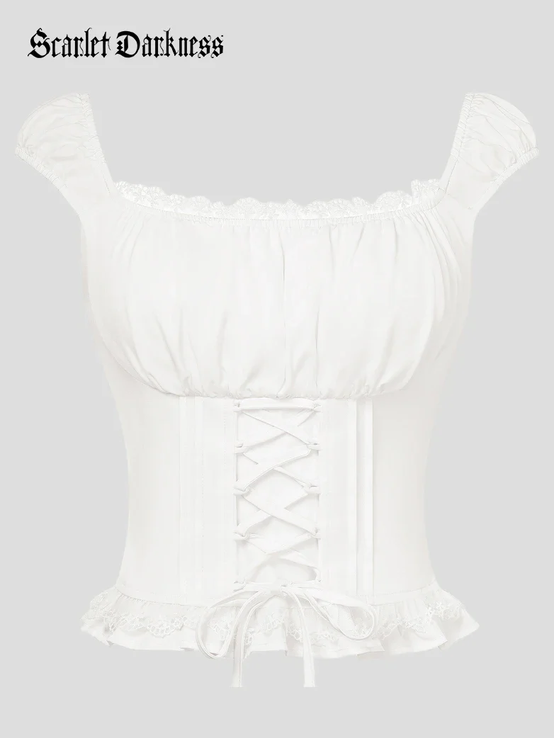 Renaissance Cottagecore Farm Girl Milkmaid Tops - Image 6