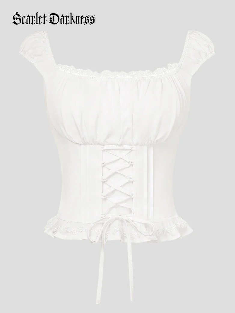 Renaissance Cottagecore Farm Girl Milkmaid Tops - Image 7