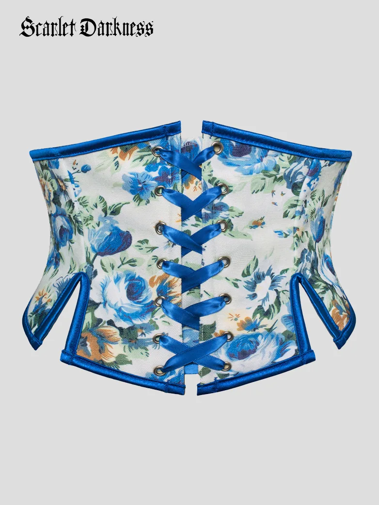 Cottage Floral Waist Corset Belt with Side slits