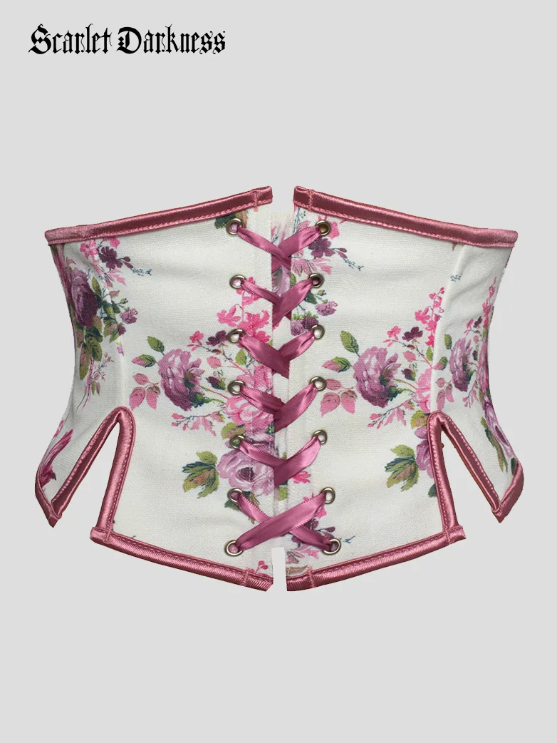 Cottage Floral Waist Corset Belt with Side slits - Image 13