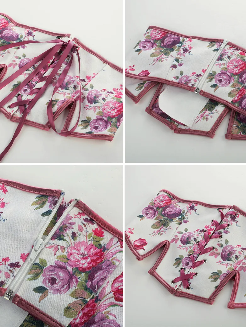 Cottage Floral Waist Corset Belt with Side slits - Image 14