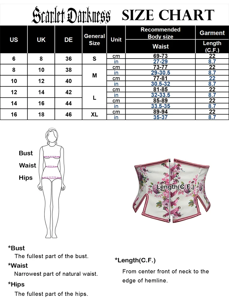 Cottage Floral Waist Corset Belt with Side slits - Image 15