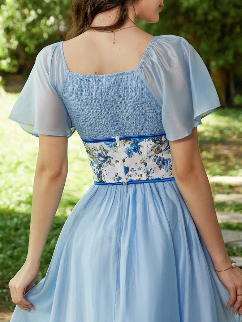 Cottage Floral Waist Corset Belt with Side slits - Image 5