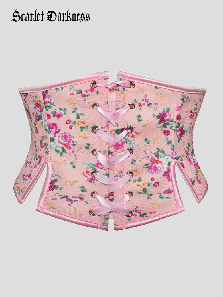 Cottage Floral Waist Corset Belt with Side slits - Image 8