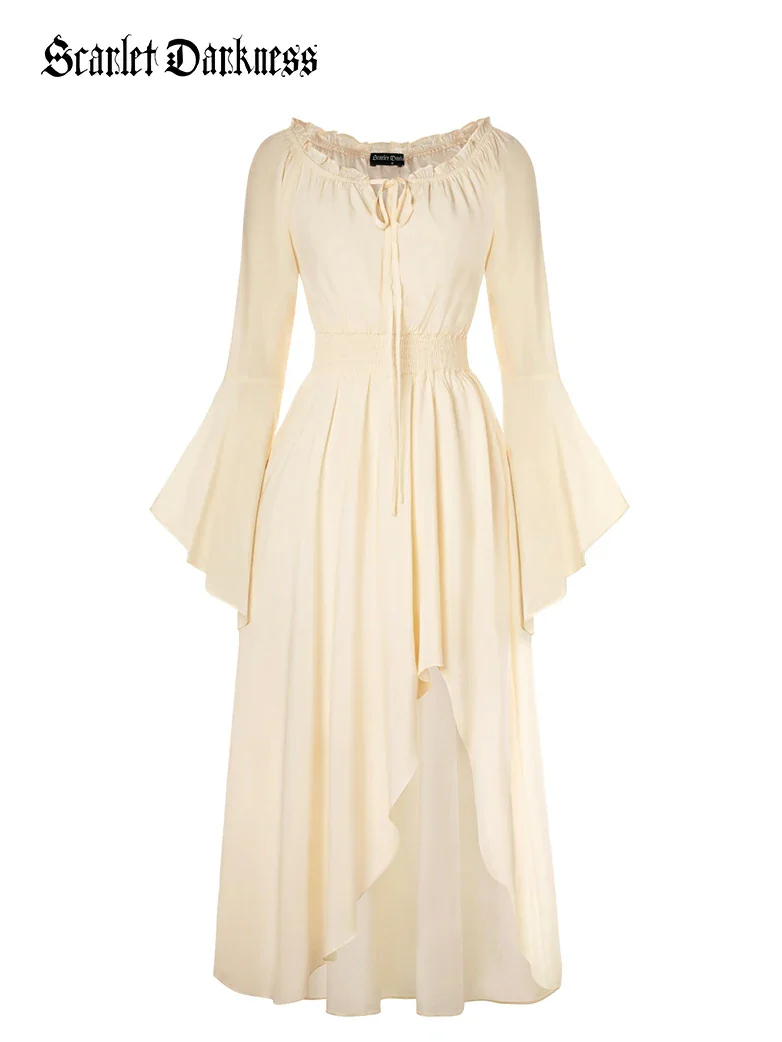 Renaissance Fairy Outfit Elastic Waist High-Lo Dress - Image 16