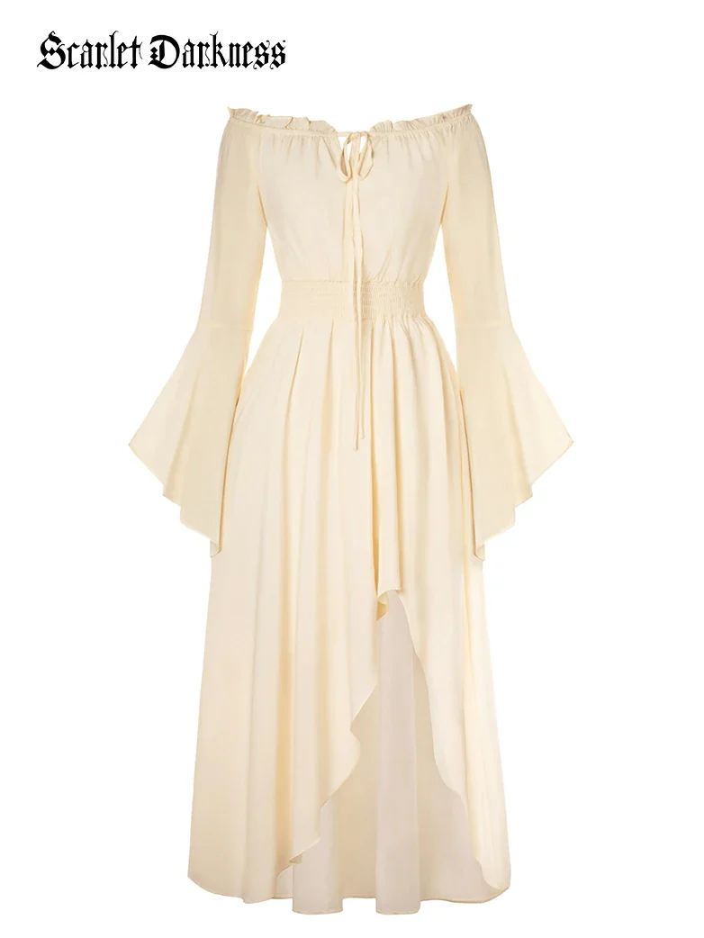 Renaissance Fairy Outfit Elastic Waist High-Lo Dress - Image 21