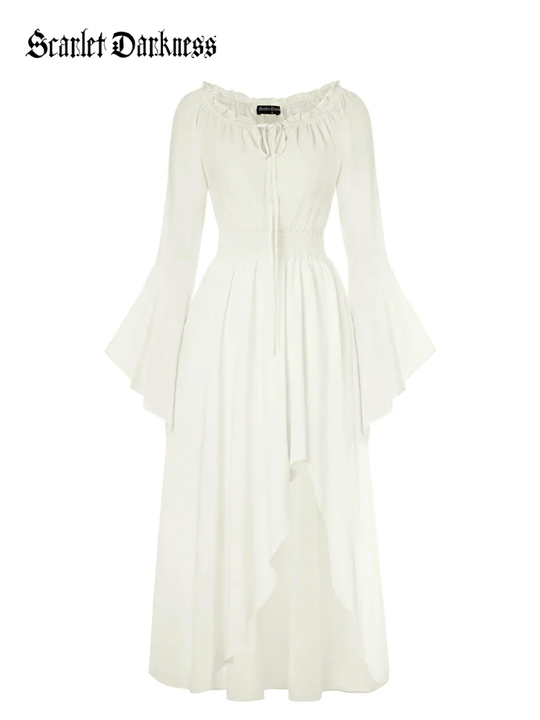 Renaissance Fairy Outfit Elastic Waist High-Lo Dress - Image 24