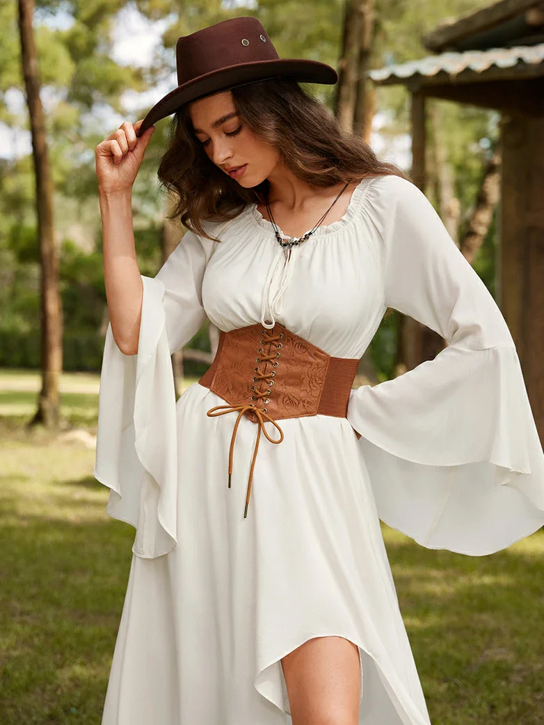 Renaissance Fairy Outfit Elastic Waist High-Lo Dress - Image 25