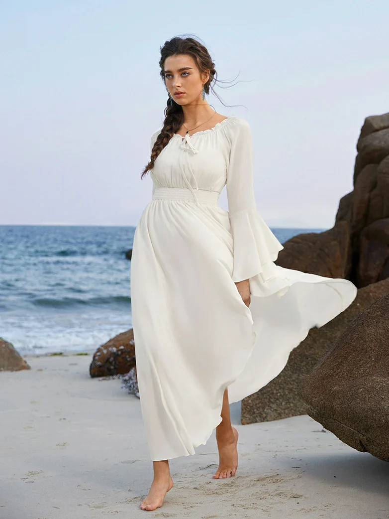 Renaissance Fairy Outfit Elastic Waist High-Lo Dress - Image 26