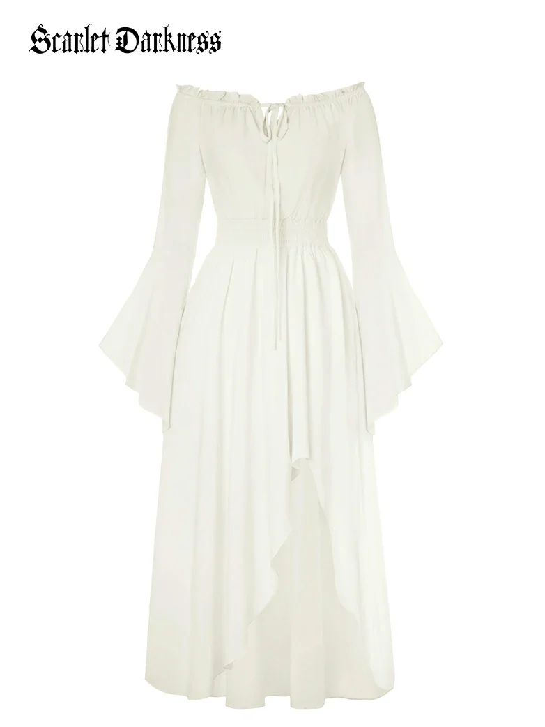 Renaissance Fairy Outfit Elastic Waist High-Lo Dress - Image 30