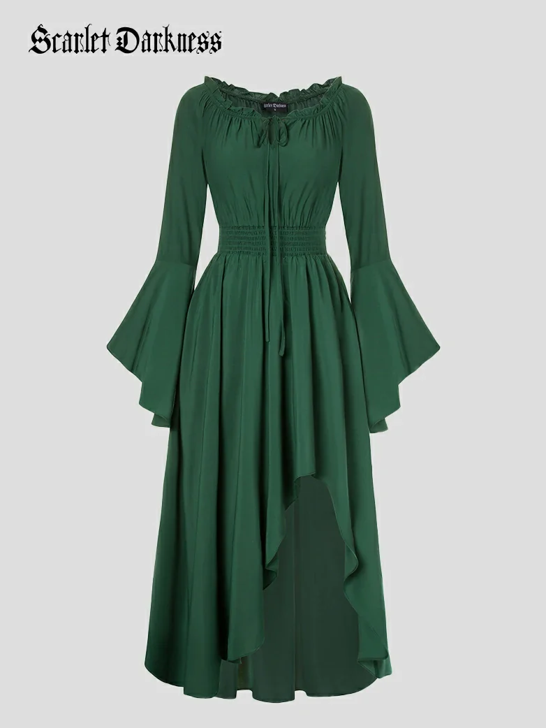 Renaissance Fairy Outfit Elastic Waist High-Lo Dress - Image 5