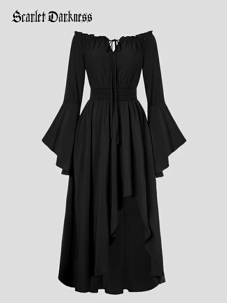 Renaissance Fairy Outfit Elastic Waist High-Lo Dress - Image 9