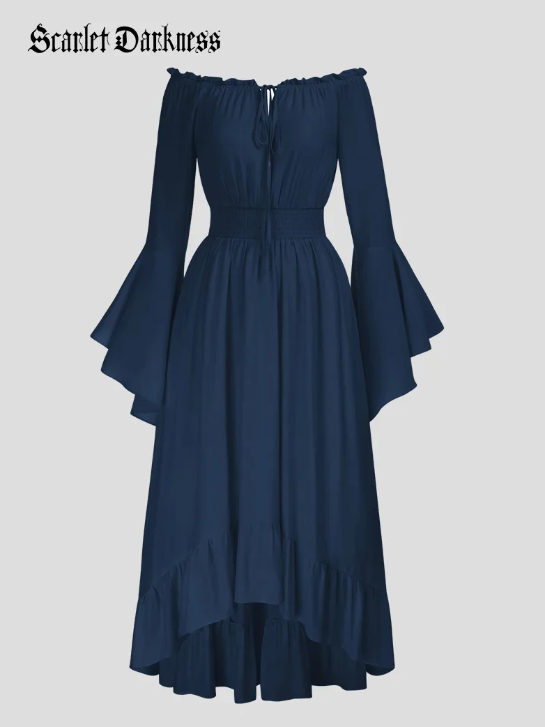Women Off the Shoulder Renaissance Dress with Pockets - Image 16