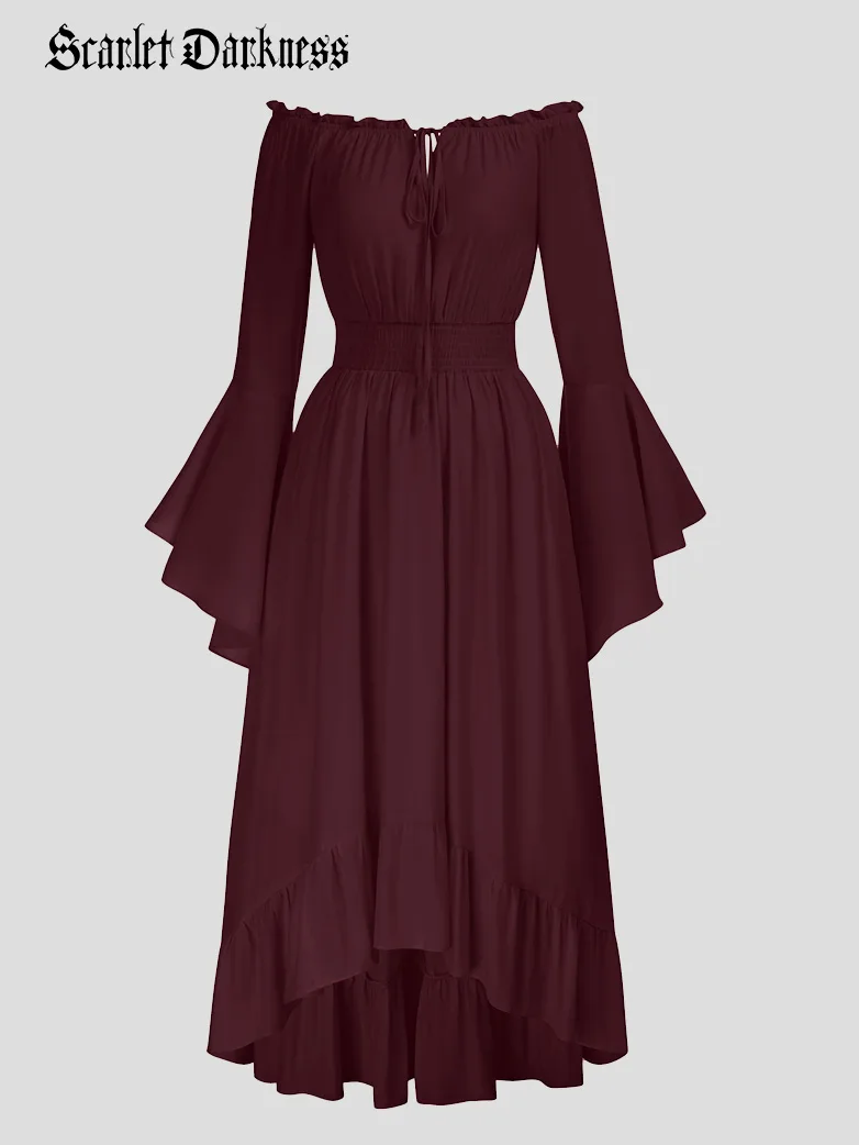 Women Off the Shoulder Renaissance Dress with Pockets - Image 26