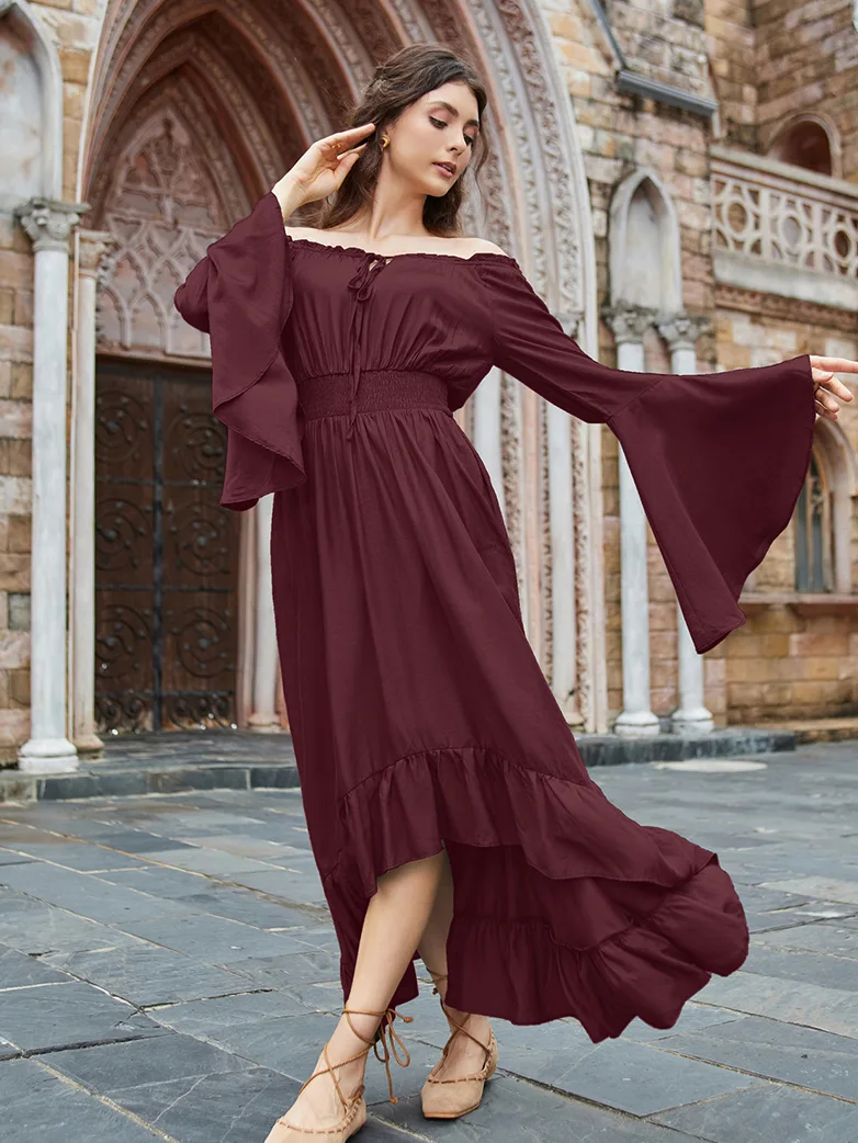 Women Off the Shoulder Renaissance Dress with Pockets - Image 28