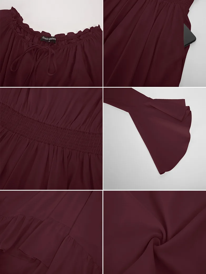 Women Off the Shoulder Renaissance Dress with Pockets - Image 29