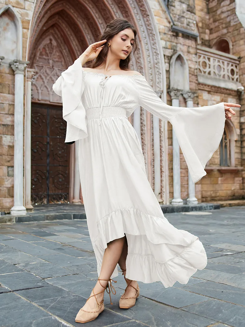 Women Off the Shoulder Renaissance Dress with Pockets - Image 40