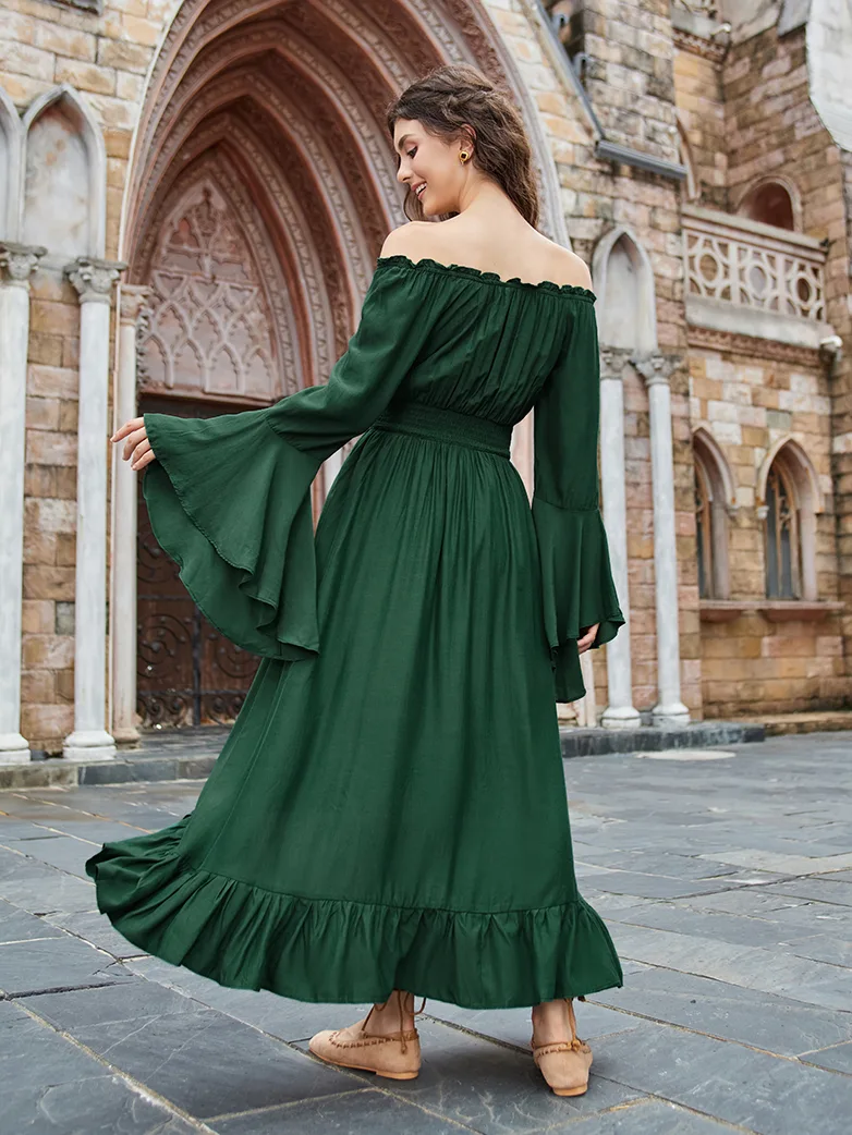 Women Off the Shoulder Renaissance Dress with Pockets - Image 9