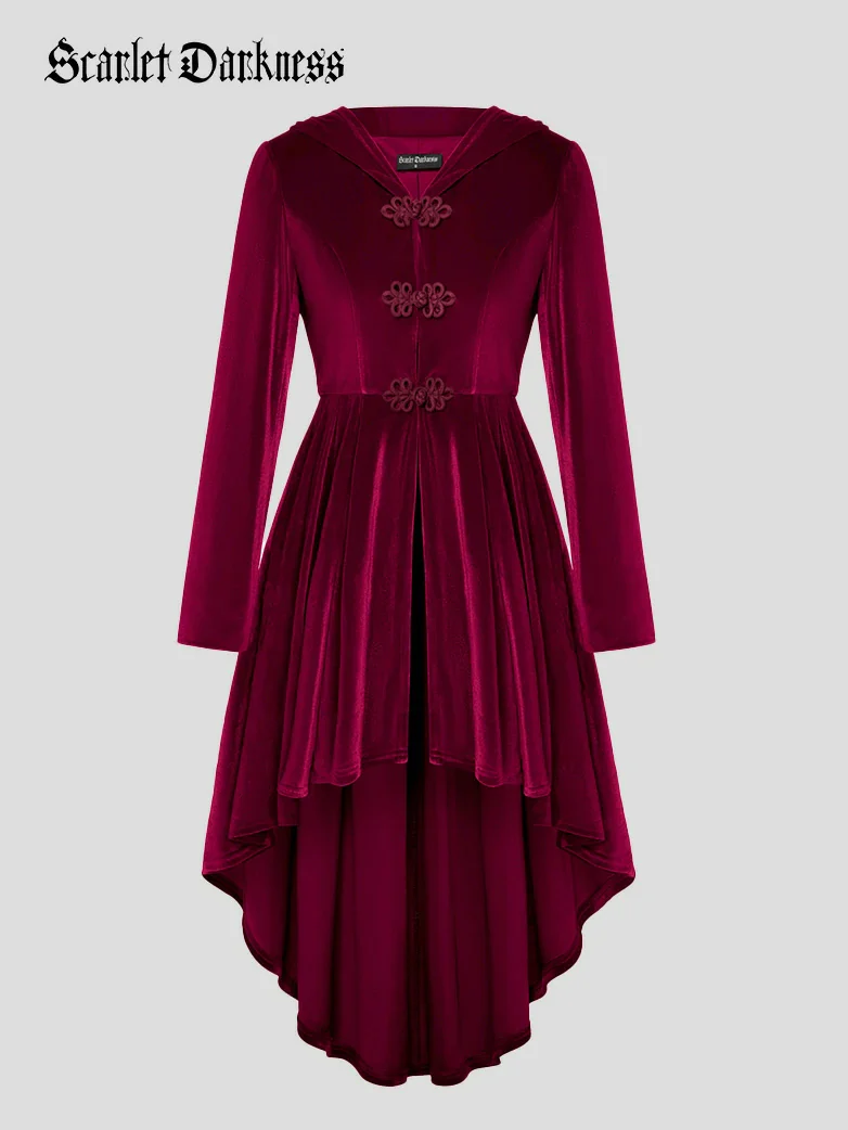 Renaissance Festival Warrior Velvet Hooded Coat - Image 10
