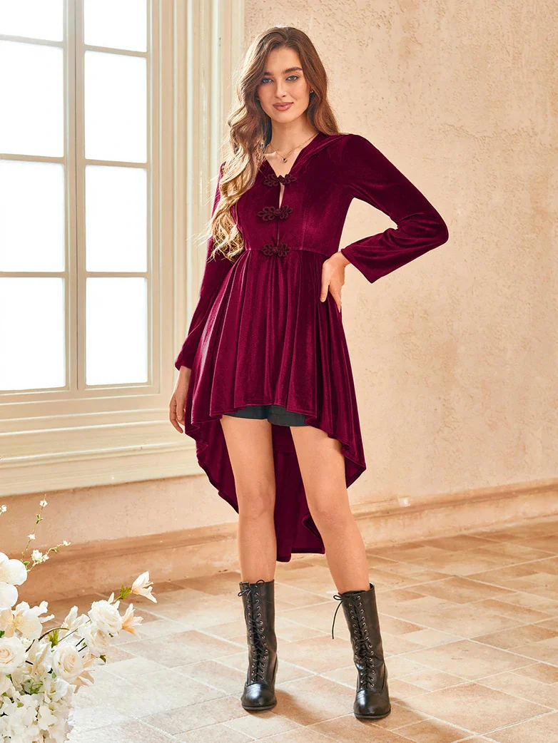 Renaissance Festival Warrior Velvet Hooded Coat - Image 13
