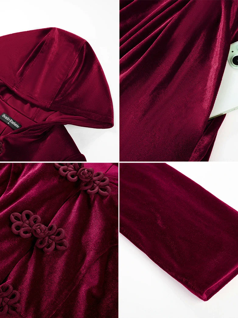 Renaissance Festival Warrior Velvet Hooded Coat - Image 14