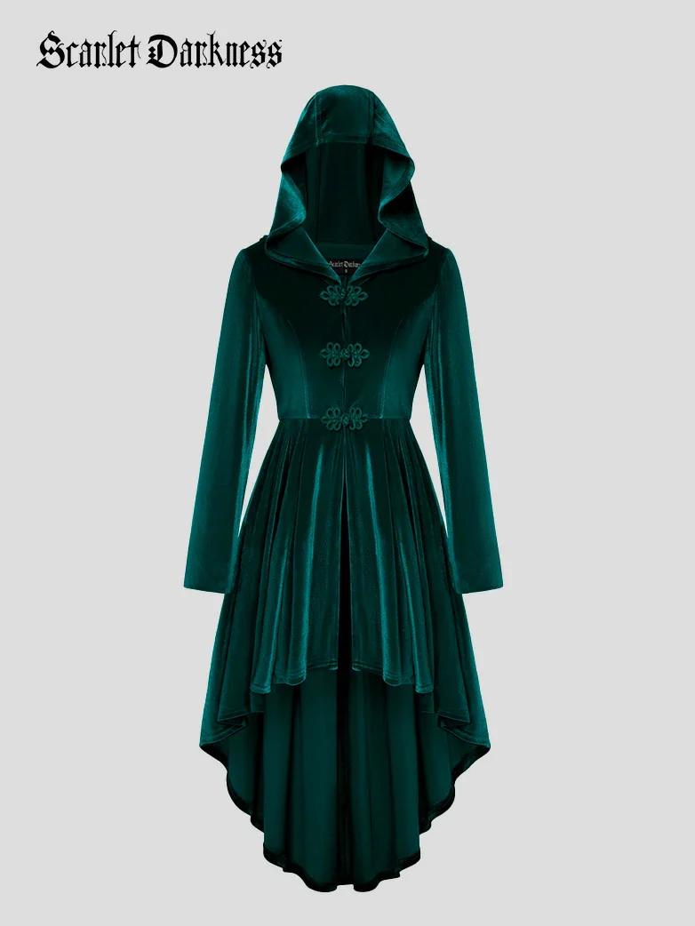 Renaissance Festival Warrior Velvet Hooded Coat - Image 16