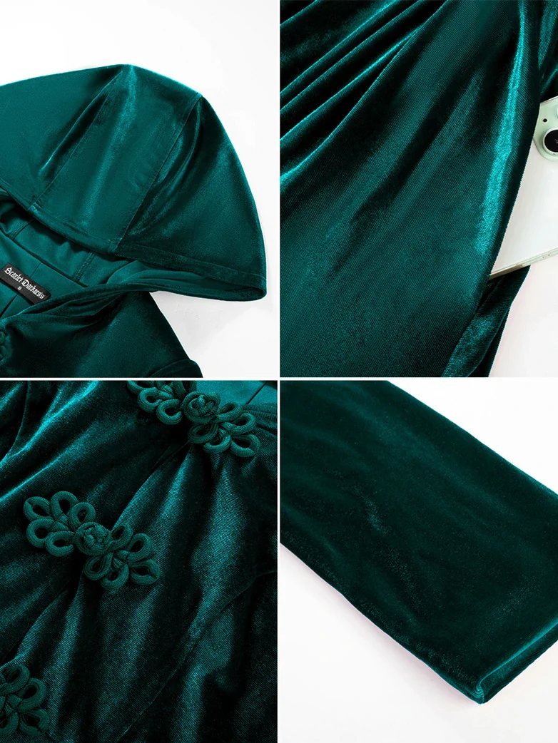 Renaissance Festival Warrior Velvet Hooded Coat - Image 22