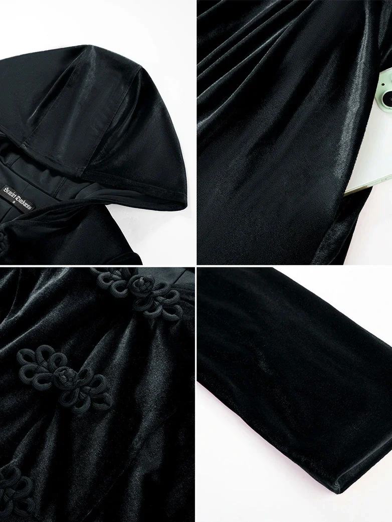 Renaissance Festival Warrior Velvet Hooded Coat - Image 7