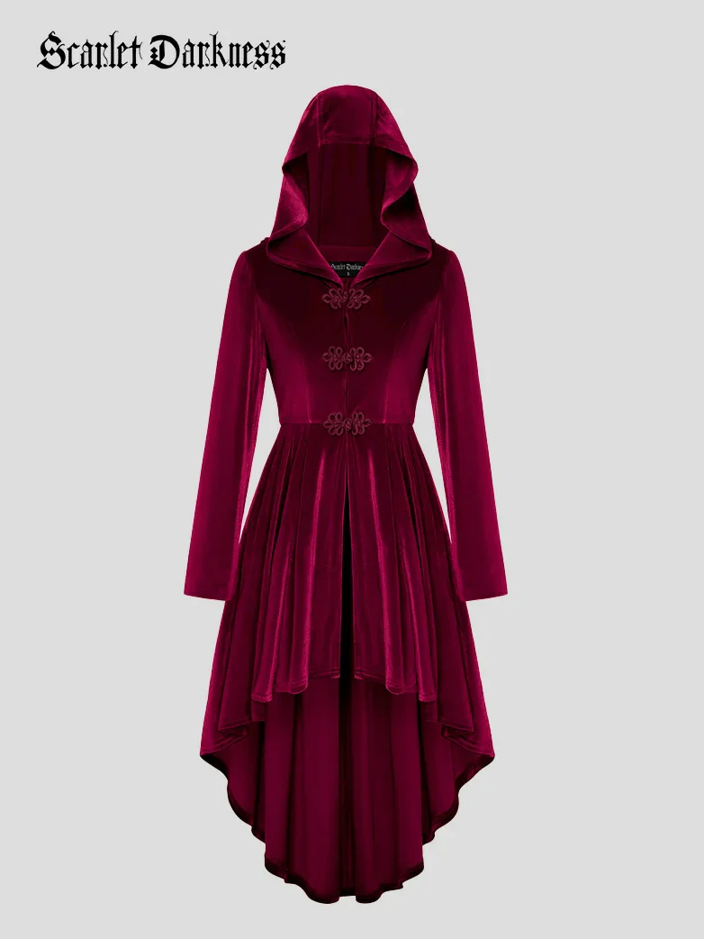 Renaissance Festival Warrior Velvet Hooded Coat - Image 9