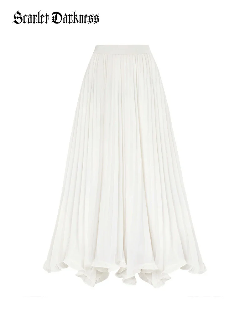 Renaissance Elastic Waist Pleated Swing Skirt - Image 12