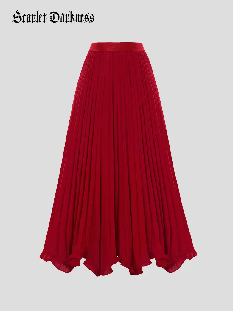 Renaissance Elastic Waist Pleated Swing Skirt - Image 5
