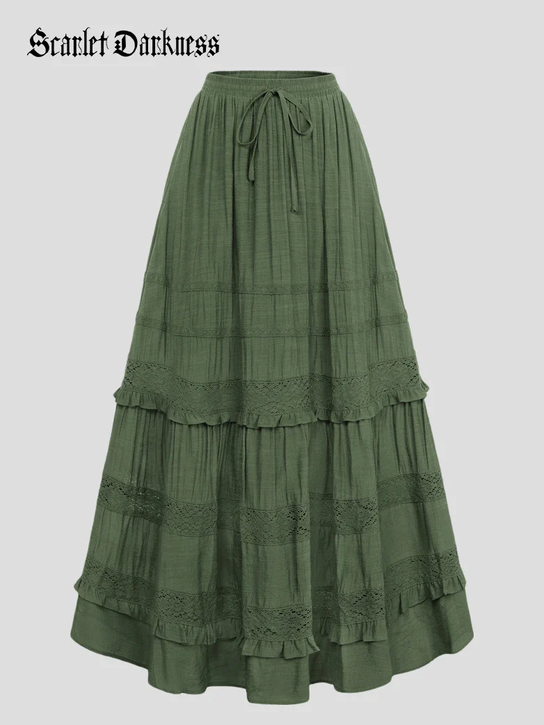 Renaissance Bohemian Vacation Maxi Skirt with Pockets - Image 12