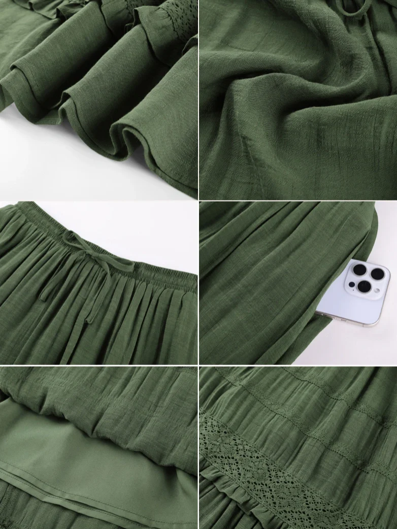 Renaissance Bohemian Vacation Maxi Skirt with Pockets - Image 16