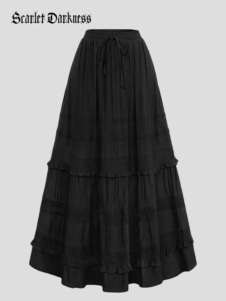 Renaissance Bohemian Vacation Maxi Skirt with Pockets - Image 7