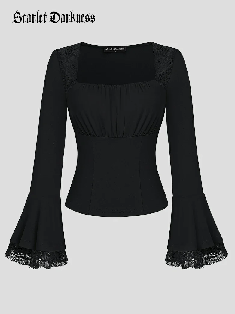 Victorian Lace Patchwork Trapezoidal neck Tops - Image 10