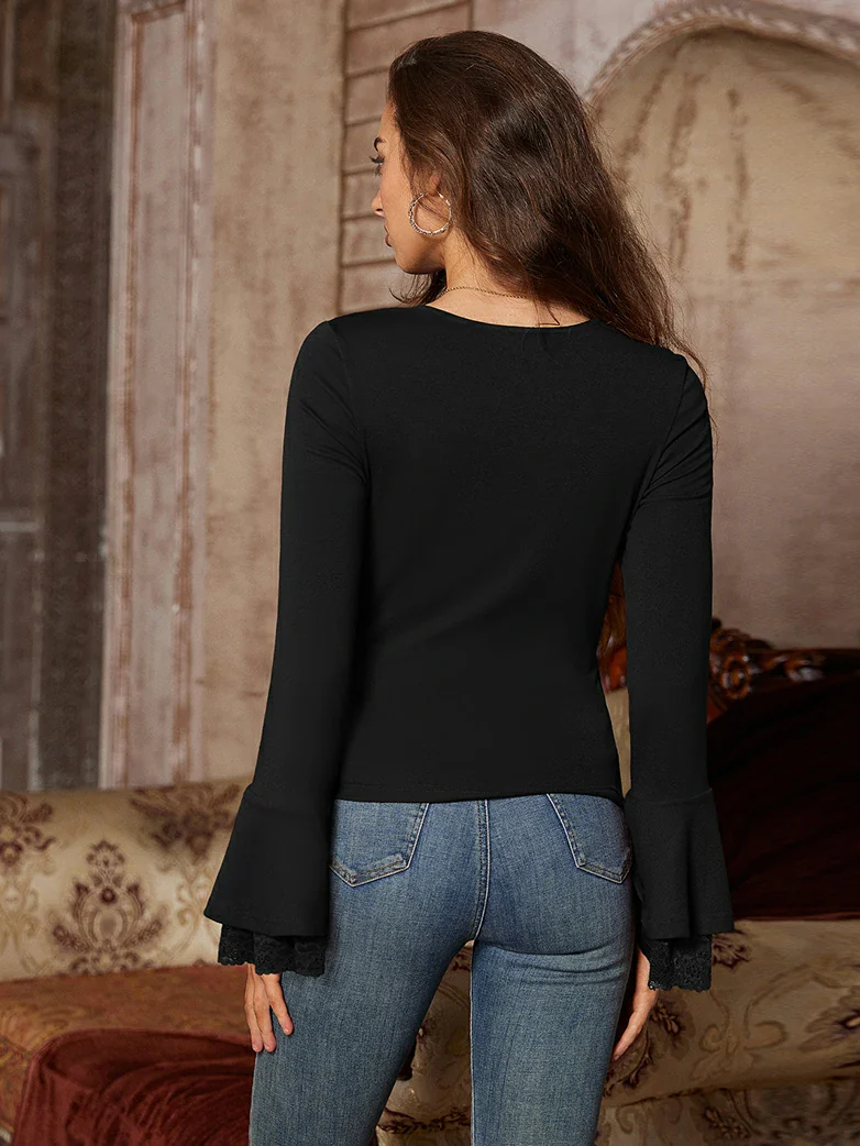 Victorian Lace Patchwork Trapezoidal neck Tops - Image 14