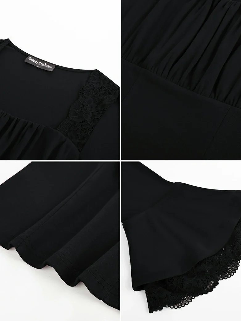 Victorian Lace Patchwork Trapezoidal neck Tops - Image 15