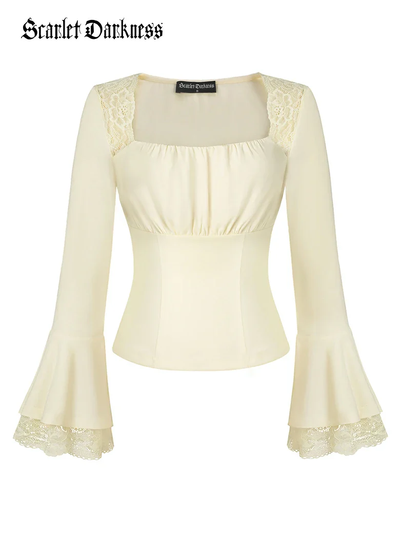 Victorian Lace Patchwork Trapezoidal neck Tops - Image 16
