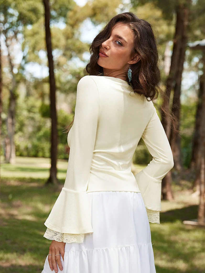 Victorian Lace Patchwork Trapezoidal neck Tops - Image 19