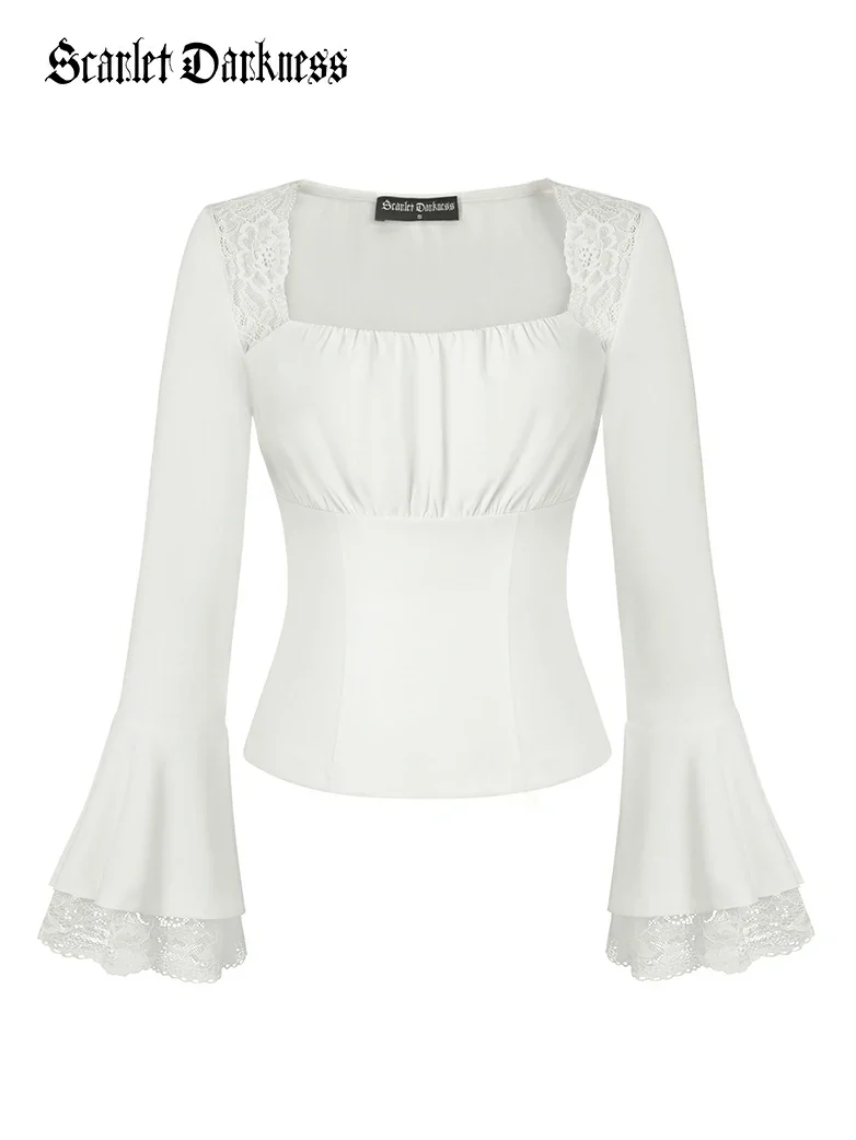 Victorian Lace Patchwork Trapezoidal neck Tops - Image 24
